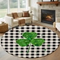 thumbnail image 1 of Round Rug 7Ft Washable Non-Slip, St. Patrick's Day Circle Area Rugs for Living Room Bedroom, Green Shamrock Love Buffalo Plaid Vintage Indoor Floor Mats Carpet Runner for Home Decor Aesthetic, 1 of 8