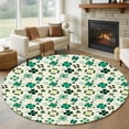thumbnail image 1 of Round Rug 7Ft Washable Non-Slip, St. Patrick's Day Circle Area Rugs for Living Room Bedroom, Lucky Shamrock Leaves Botanical Beige Indoor Floor Mats Carpet Runner for Home Decor Aesthetic, 1 of 8