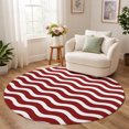 Round Rug 7ft, Red White Low Pile Washable Rugs for Playroom, Kitchen ...