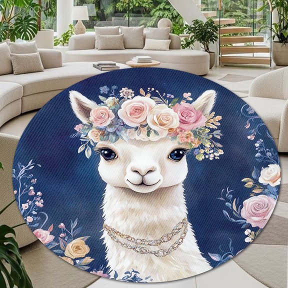 Round Rug, Alpaca Soft Washable Carpet, Non-Slip Floor Mat for Living Room Bedroom Home Decor 24 Inch