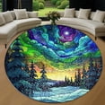 thumbnail image 1 of Round Rug, Aurora Borealis18 Soft Washable Carpet, Non-Slip Floor Mat for Living Room Bedroom Home Decor 71 Inch, 1 of 6