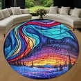 thumbnail image 1 of Round Rug, Aurora Borealis20 Soft Washable Carpet, Non-Slip Floor Mat for Living Room Bedroom Home Decor 31 Inch, 1 of 6