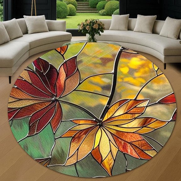 Round Rug, Autumn6 Soft Washable Carpet, Non-Slip Floor Mat for Living Room Bedroom Home Decor 24 Inch