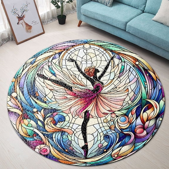Round Rug, Ballet Dance Ballet1 Soft Washable Carpet, Non-Slip Floor Mat for Living Room Bedroom Home Decor 24 Inch