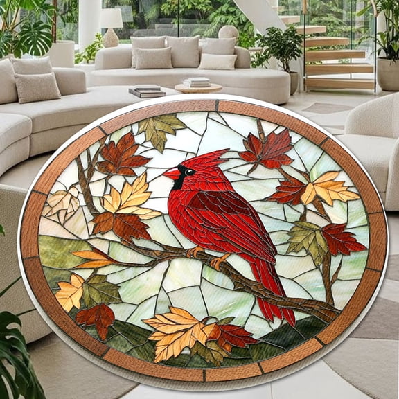 Round Rug, Cardinal4 Soft Washable Carpet, Non-Slip Floor Mat for Living Room Bedroom Home Decor 24 Inch
