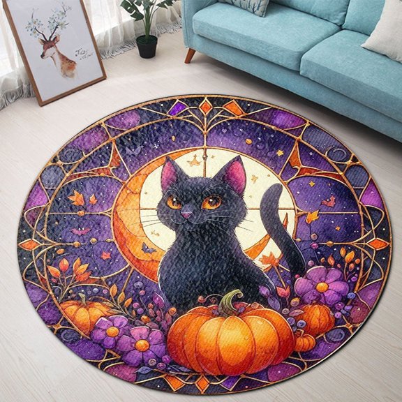 Round Rug, Cat7 Soft Washable Carpet, Non-Slip Floor Mat for Living Room Bedroom Home Decor 24 Inch