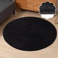thumbnail image 1 of Round Rug, Circle Chenille Rug for Living Room, Round Area Rug with Non-Slip TPR Underlayer for Bedroom, Machine Washable, 1 of 8