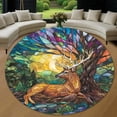 thumbnail image 1 of Round Rug, Deer Under Tree 2 Soft Washable Carpet, Non-Slip Floor Mat for Living Room Bedroom Home Decor 39 Inch, 1 of 6