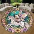 thumbnail image 1 of Round Rug, Fairy Godpossum Riding Soft Washable Carpet, Non-Slip Floor Mat for Living Room Bedroom Home Decor 71 Inch, 1 of 6