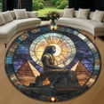 thumbnail image 1 of Round Rug, Gothic Egyptian God 8 Soft Washable Carpet, Non-Slip Floor Mat for Living Room Bedroom Home Decor 59 Inch, 1 of 6