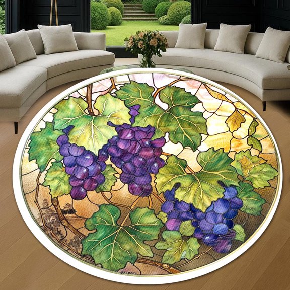 Round Rug, Grapes Soft Washable Carpet, Non-Slip Floor Mat for Living Room Bedroom Home Decor 24 Inch