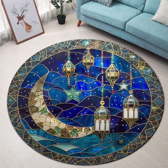 Round Rug, Handmade Craft 1 Soft Washable Carpet, Non-Slip Floor Mat for Living Room Bedroom Home Decor 24 Inch
