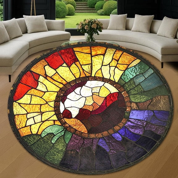 Round Rug, Indian Flag 3 Soft Washable Carpet, Non-Slip Floor Mat for Living Room Bedroom Home Decor 24 Inch