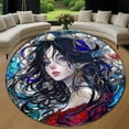 thumbnail image 1 of Round Rug, Manga Girl Art Design Soft Washable Carpet, Non-Slip Floor Mat for Living Room Bedroom Home Decor 59 Inch, 1 of 6