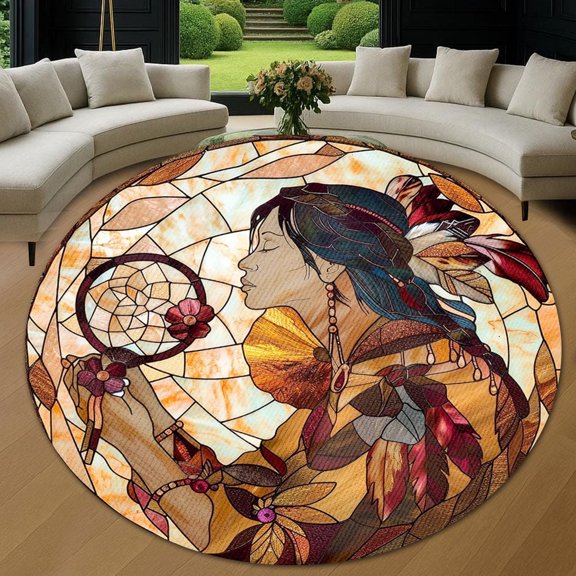 Round Rug, Mystical Witchy Scene 3 Soft Washable Carpet, Non-Slip Floor Mat for Living Room Bedroom Home Decor 24 Inch