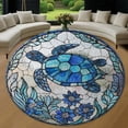 thumbnail image 1 of Round Rug, Sea Turtle9 Soft Washable Carpet, Non-Slip Floor Mat for Living Room Bedroom Home Decor 31 Inch, 1 of 6