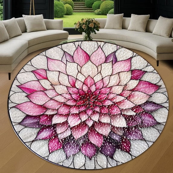 Round Rug, Sun67 Soft Washable Carpet, Non-Slip Floor Mat for Living Room Bedroom Home Decor 24 Inch