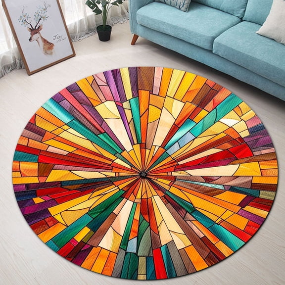 Round Rug, Thanksgiving Vignette 7 Soft Washable Carpet, Non-Slip Floor Mat for Living Room Bedroom Home Decor 24 Inch