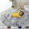 thumbnail image 1 of Round Rug Ultra-Soft Plush Modern Circle Area Rug for Bedroom, Fluffy Shag Circular Rug for Living Room, Non-Slip Rug, Gray, 1 of 7