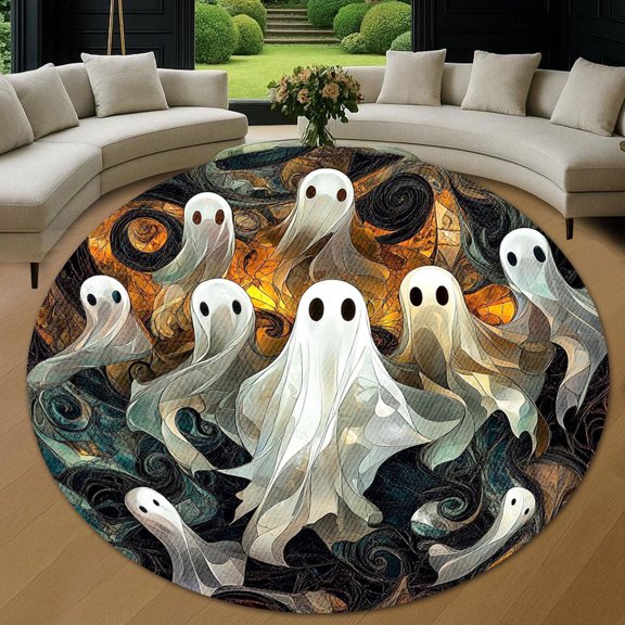 Round Rug, Veteran Ghost 2 Soft Washable Carpet, Non-Slip Floor Mat for Living Room Bedroom Home Decor 24 Inch