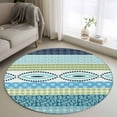 thumbnail image 1 of Round Rugs 3.3 Ft, Blue Green Geometric Non Slip Area Rugs for Kitchen Bedroom Entryway, Boho Vintage Country Flowers Leaves Washable Carpet Runner Rug Floor Mats for Bedroom Home Decor, 1 of 8