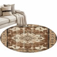 thumbnail image 1 of Round Rugs 3.3 Ft, Brown Boho Non Slip Area Rugs for Kitchen Bedroom Entryway, Retro Western Rustic Ethnic Tribal Patterns Washable Carpet Runner Rug Floor Mats for Bedroom Home Decor, 1 of 9