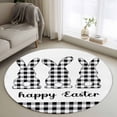 thumbnail image 1 of Round Rugs 3.3 Ft, Bunny Easter Non Slip Area Rugs for Kitchen Bedroom Entryway, Black White Plaid Rabbits Washable Carpet Runner Rug Floor Mats for Bedroom Home Decor, 1 of 8