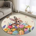 thumbnail image 1 of Round Rugs 3.3 Ft, Easter Bunny Non Slip Area Rugs for Kitchen Bedroom Entryway, Colorful Eggs Spring Tulips Flower Vintage Washable Carpet Runner Rug Floor Mats for Bedroom Home Decor, 1 of 8
