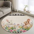 thumbnail image 1 of Round Rugs 3.3 Ft, Easter Bunny Non Slip Area Rugs for Kitchen Bedroom Entryway, Spring Flowers Leaves Cute Rabbits Pastoral Plants Washable Carpet Runner Rug Floor Mats for Bedroom Home Decor, 1 of 8