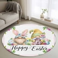 thumbnail image 1 of Round Rugs 3.3 Ft, Happy Easter Non Slip Area Rugs for Kitchen Bedroom Entryway, Watercolor Gnomes Eggs Flowers Botanical Spring Washable Carpet Runner Rug Floor Mats for Bedroom Home Decor, 1 of 8