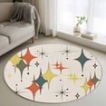 thumbnail image 1 of Round Rugs 3.3 Ft, Multi-Color Diamond Non Slip Area Rugs for Kitchen Bedroom Entryway, Modern Geometric Middle Century Beige Washable Carpet Runner Rug Floor Mats for Bedroom Home Decor, 1 of 8