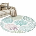 thumbnail image 1 of Round Rugs 3.3 Ft, Ocean Coastal Non Slip Area Rugs for Kitchen Bedroom Entryway, Sage Green Turquoise Coral Shell Starfish Washable Carpet Runner Rug Floor Mats for Bedroom Home Decor, 1 of 9