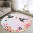 thumbnail image 1 of Round Rugs 3.3 Ft, Pink Flower Non Slip Area Rugs for Kitchen Bedroom Entryway, Spring Floral Elegant Butterflies Birds Farmhouse Washable Carpet Runner Rug Floor Mats for Bedroom Home Decor, 1 of 8