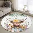 thumbnail image 1 of Round Rugs 3.3 Ft, Spring Cow Floral Non Slip Area Rugs for Kitchen Bedroom Entryway, Green Eucalyptus Leaves Botanical Washable Carpet Runner Rug Floor Mats for Bedroom Home Decor, 1 of 8