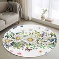 thumbnail image 1 of Round Rugs 3.3 Ft, Spring Daisy Leaves Non Slip Area Rugs for Kitchen Bedroom Entryway, Farmhouse Watercolor Flowers Butterfly Washable Carpet Runner Rug Floor Mats for Bedroom Home Decor, 1 of 8