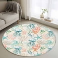 thumbnail image 1 of Round Rugs 3.3 Ft, Teal Red Jellyfish Coastal Non Slip Area Rugs for Kitchen Bedroom Entryway, Nautical Beach Coral Starfish Washable Carpet Runner Rug Floor Mats for Bedroom Home Decor, 1 of 8