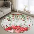 thumbnail image 1 of Round Rugs 3.3 Ft, Valentine's Day Non Slip Area Rugs for Kitchen Bedroom Entryway, Pink Love Heart Country Eucalyptus Farm Wooden Washable Carpet Runner Rug Floor Mats for Bedroom Home Decor, 1 of 8