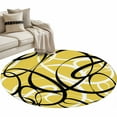 thumbnail image 1 of Round Rugs 3.3 Ft, Yellow Geometric Non Slip Area Rugs for Kitchen Bedroom Entryway, Farmhouse Abstract Black White Striped Washable Carpet Runner Rug Floor Mats for Bedroom Home Decor, 1 of 9
