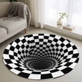 thumbnail image 1 of Round Rugs 3.3Ft, 3D Optical Illusion Round Area Rug Washable Indoor Throw Carpet, Black White Checkered Gingham Plaid Vortex Soft Non Slip Circle Rug for Laundry Room Patio Home Decor Aesthetic, 1 of 8