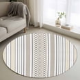 thumbnail image 1 of Round Rugs 3.3Ft, Beige Brown Striped Round Area Rug Washable Indoor Throw Carpet, Modern Farmhouse Geometric Soft Non Slip Circle Rug for Laundry Room Patio Home Decor Aesthetic, 1 of 8