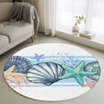 thumbnail image 1 of Round Rugs 3.3Ft, Blue Coastal Round Area Rug Washable Indoor Throw Carpet, Beach Nautical Starfish Shell Coral Soft Non Slip Circle Rug for Laundry Room Patio Home Decor Aesthetic, 1 of 8