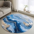 thumbnail image 1 of Round Rugs 3.3Ft, Blue Marble Round Area Rug Washable Indoor Throw Carpet, Modern Abstract Ink Painting Art Soft Non Slip Circle Rug for Laundry Room Patio Home Decor Aesthetic, 1 of 8