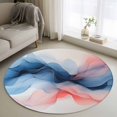 thumbnail image 1 of Round Rugs 3.3Ft, Blue Pink Abstract Art Round Area Rug Washable Indoor Throw Carpet, Modern Art Wave Soft Non Slip Circle Rug for Laundry Room Patio Home Decor Aesthetic, 1 of 8