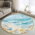 thumbnail image 1 of Round Rugs 3.3Ft, Blue Summer Beach Round Area Rug Washable Indoor Throw Carpet, Coastal Starfish Shell Nautical Ocean Soft Non Slip Circle Rug for Laundry Room Patio Home Decor Aesthetic, 1 of 8