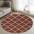 thumbnail image 1 of Round Rugs 3.3Ft, Brown Moroccan Round Area Rug Washable Indoor Throw Carpet, Morocco Abstract Quatrefoil Geometric Soft Non Slip Circle Rug for Laundry Room Patio Home Decor Aesthetic, 1 of 8