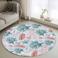 thumbnail image 1 of Round Rugs 3.3Ft, Green Red Coral Round Area Rug Washable Indoor Throw Carpet, Coastal Nautical Summer Beach Soft Non Slip Circle Rug for Laundry Room Patio Home Decor Aesthetic, 1 of 8