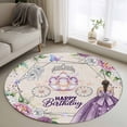 thumbnail image 1 of Round Rugs 3.3Ft, Happy Birthday Round Area Rug Washable Indoor Throw Carpet, Purple Dress Crown Carriage Flowers Retro Soft Non Slip Circle Rug for Laundry Room Patio Home Decor Aesthetic, 1 of 8