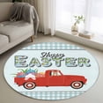 thumbnail image 1 of Round Rugs 3.3Ft, Happy Easter Round Area Rug Washable Indoor Throw Carpet, Spring Watercolor Truck Bunny Eggs Blue Plaid Soft Non Slip Circle Rug for Laundry Room Patio Home Decor Aesthetic, 1 of 8