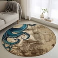 thumbnail image 1 of Round Rugs 3.3Ft, Nautical Blue Octopus Round Area Rug Washable Indoor Throw Carpet, Coastal Ocean Summer Vintage Sea Soft Non Slip Circle Rug for Laundry Room Patio Home Decor Aesthetic, 1 of 8