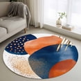 thumbnail image 1 of Round Rugs 3.3Ft, Navy Blue Burnt Orange Round Area Rug Washable Indoor Throw Carpet, Abstract Modern Geometric Soft Non Slip Circle Rug for Laundry Room Patio Home Decor Aesthetic, 1 of 8